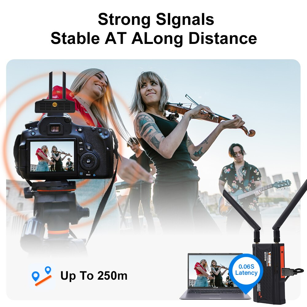 VRRiiS WL009 อะแดปเตอร์รับส่งสัญญาณวิดีโอ HDMI ไร้สาย ระยะไกล สูงสุด200ม. เพิ่มตัวรับได้สูงสุด 4จุด