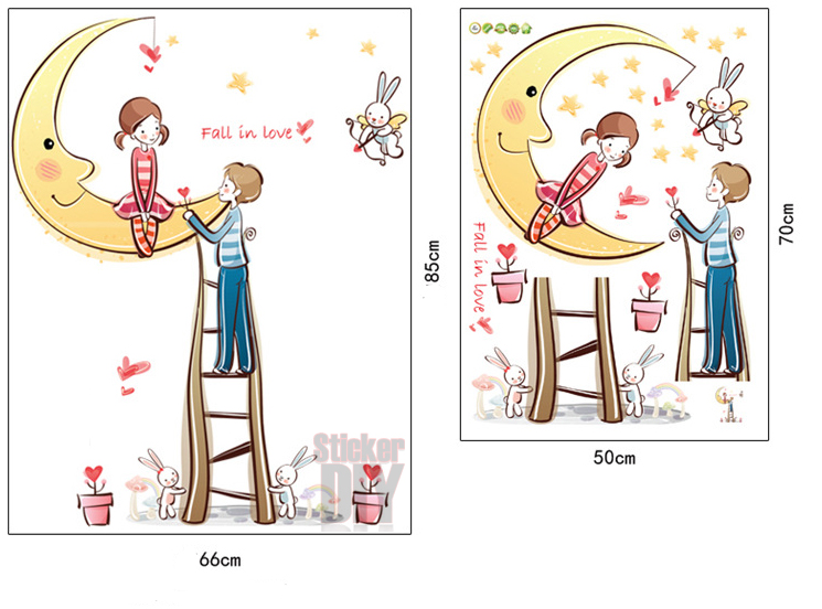Transparent Wall sticker สติ๊กเกอร์ติดผนัง Fall in love (กว้าง66cm.xสูง85cm.)
