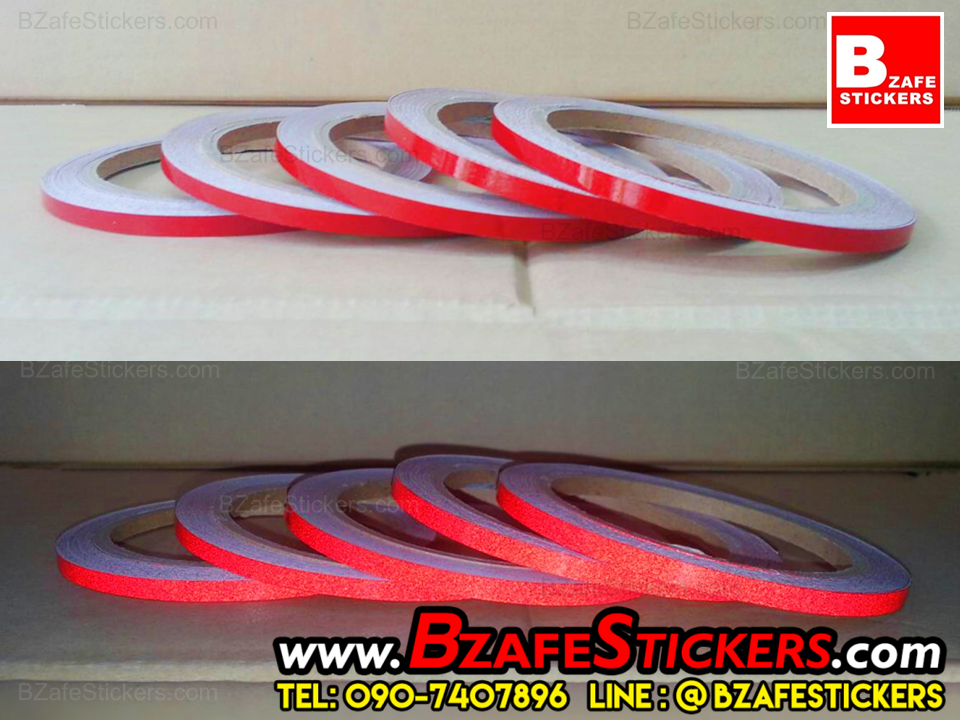 แถบสติ๊กเกอร์สะท้อนแสงติดขอบล้อ 3M สีแดง แถบสะท้อนแสงติดรถ สติ๊กเกอร์แต่งรถ