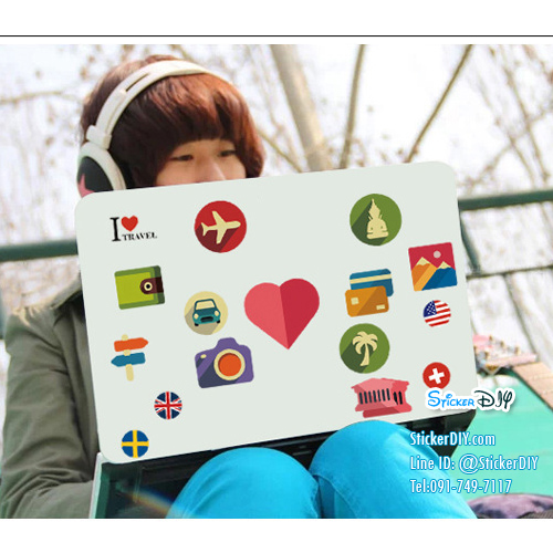 Wall Sticker สติ๊กเกอร์ติดผนัง I love travel (กว้าง86cm.xสูง55cm.)