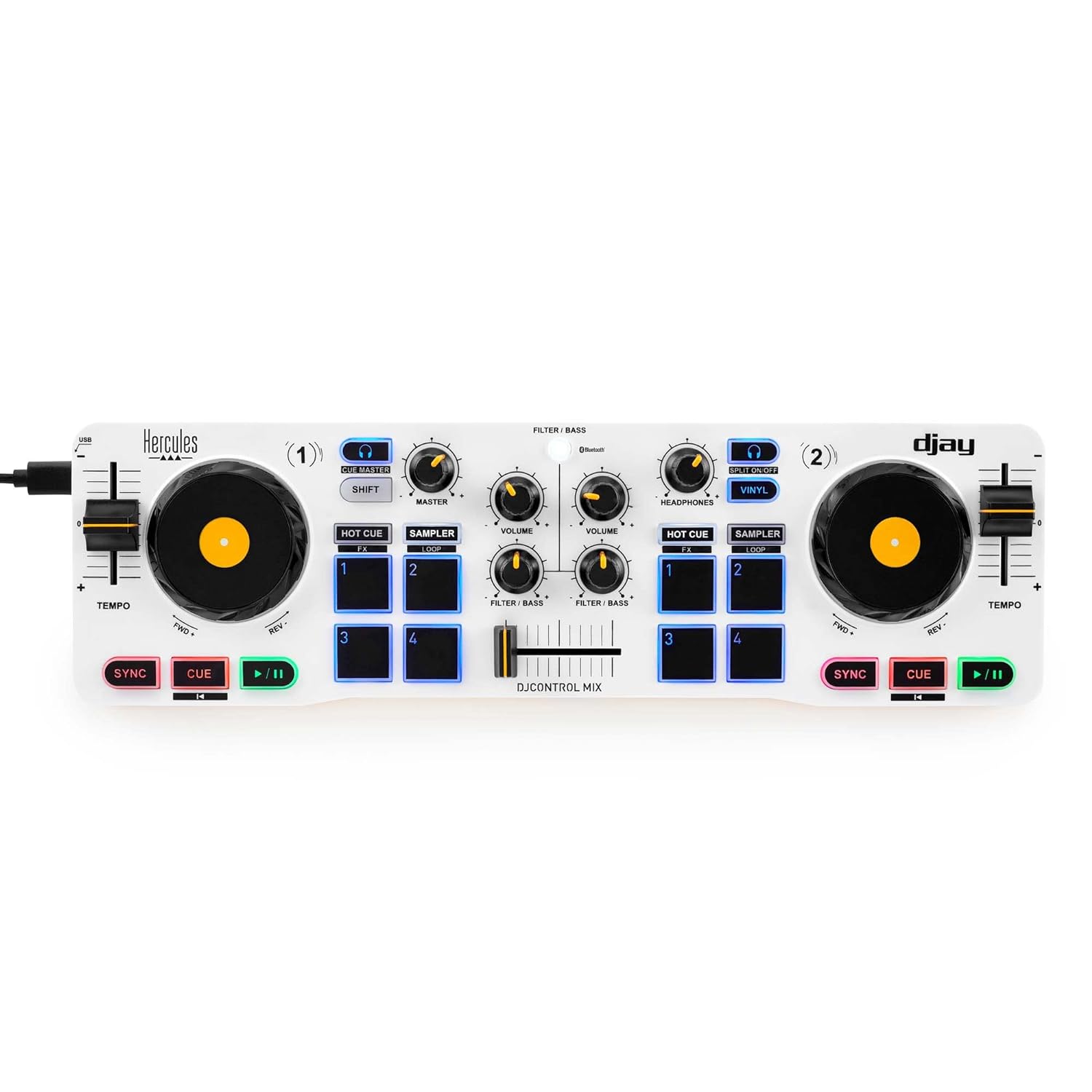 Hercules DJ Control Mix *ของแท้รับประกัน 1ปี* ดีเจคอนโทรลเลอร์ DJ controller for Smartphone, iOS, Android ฟรี!! ซอฟต์แวร์ DJ