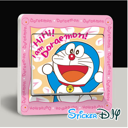 Transparent wall sticker สติ๊กเกอร์สวิตช์ไฟ DORAEMON สไตล์ A (กว้าง9cm.xสูง9cm.)