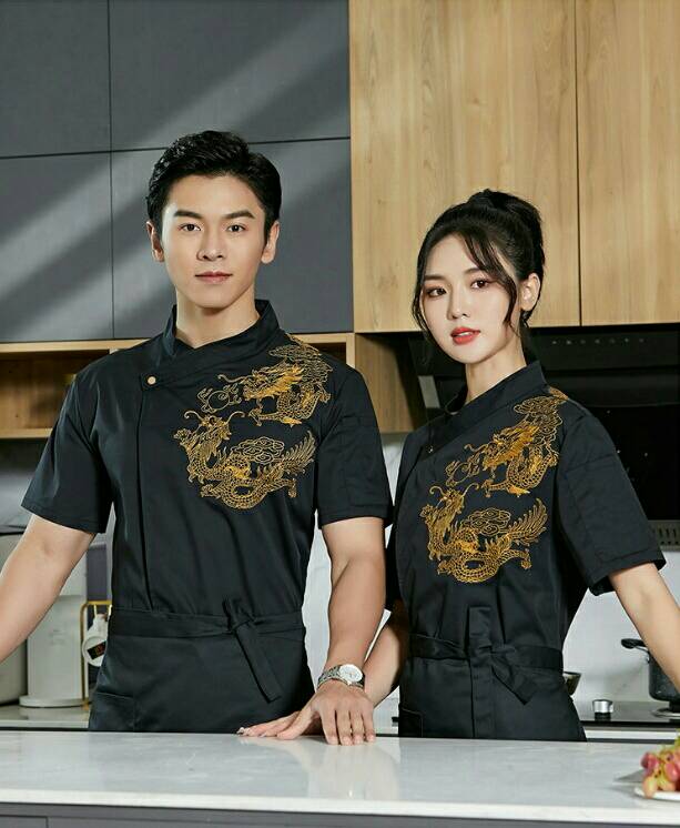 เสื้อเชฟปักลายมังกร เสื้อกุ๊ก เสื้อเชฟร้านอาหารจีน
