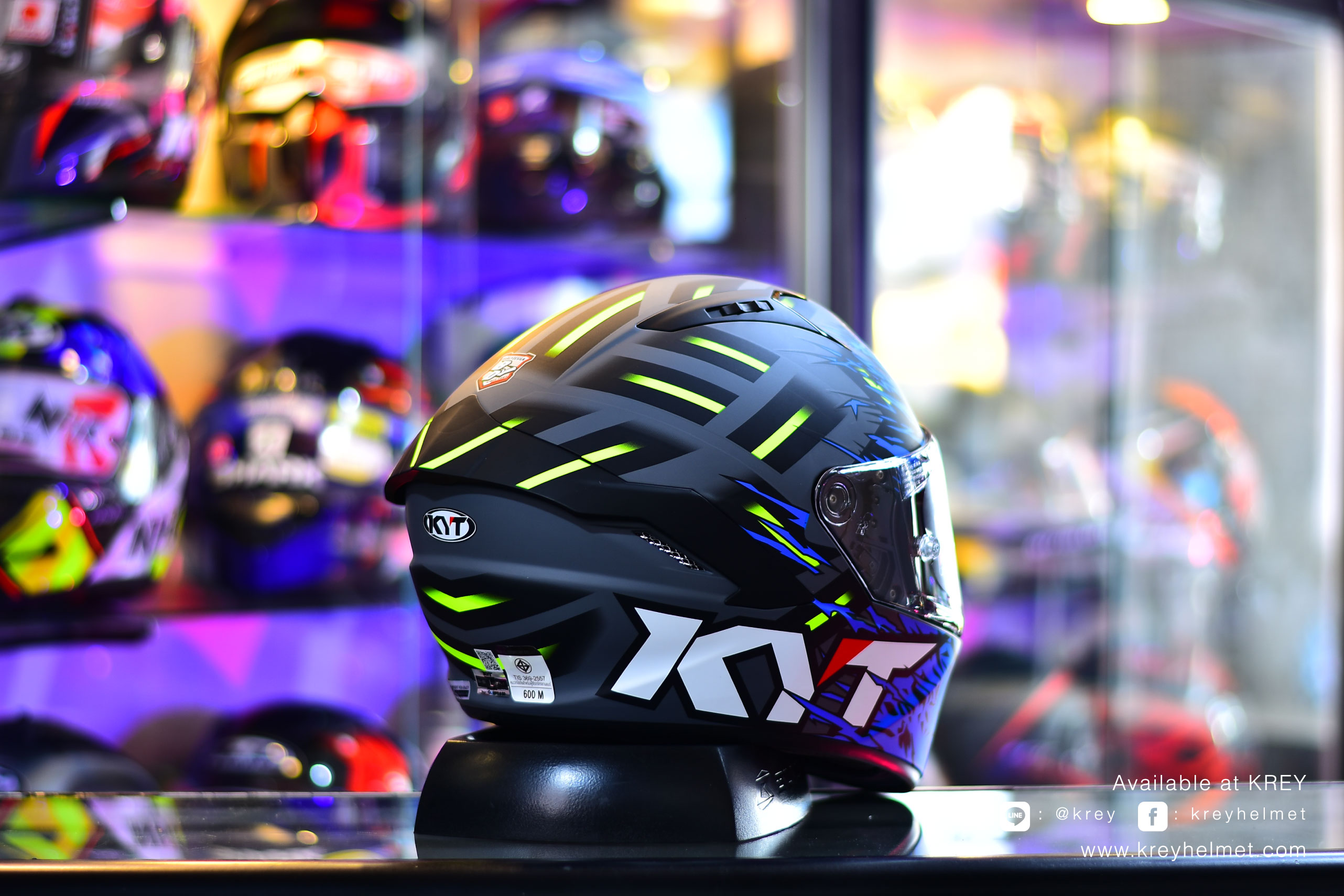 KYT model NFR Flaming Matt Grey/Blue