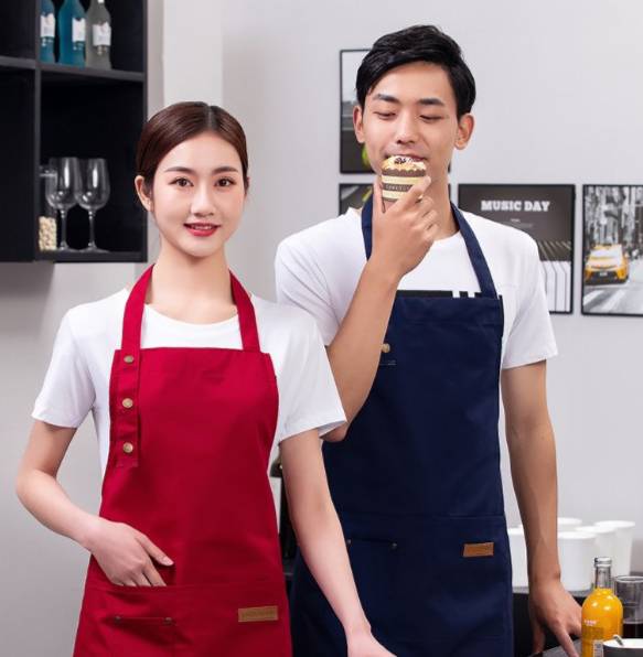ผ้ากันเปื้อนพนักงานร้านกาแฟ ผ้ากันพนักงานเสริฟ แบบเต็มตัว
