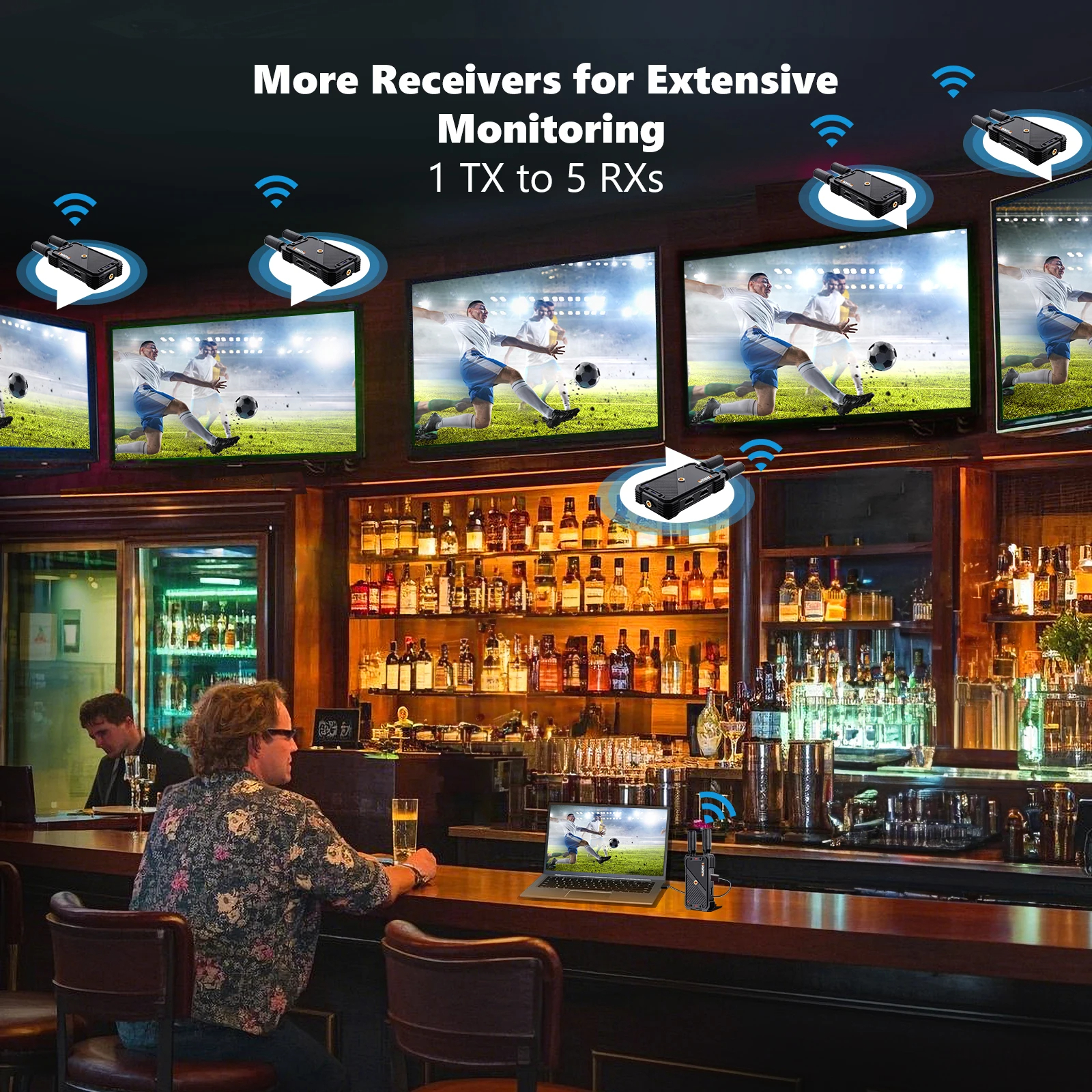 VRRiiS Pro WL082 set อะแดปเตอร์รับส่งสัญญาณวิดีโอ HDMI ไร้สาย ระยะไกล สูงสุด400ม. เพิ่มตัวรับได้สูงสุด 5จุด