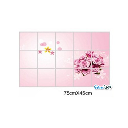 Aluminium Foil Sticker สติ๊กเกอร์อลูมิเนียม Pink rose II (กว้าง75cm.xสูง45cm.)