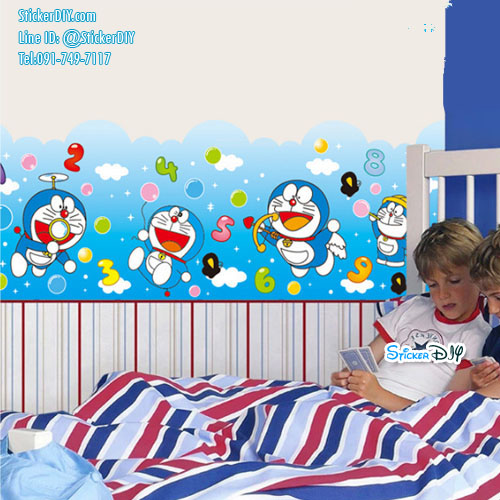 Wall Sticker สติ๊กเกอร์ติดผนัง แต่งขอบ Doraemon (กว้าง88cm.xสูง33cm.)