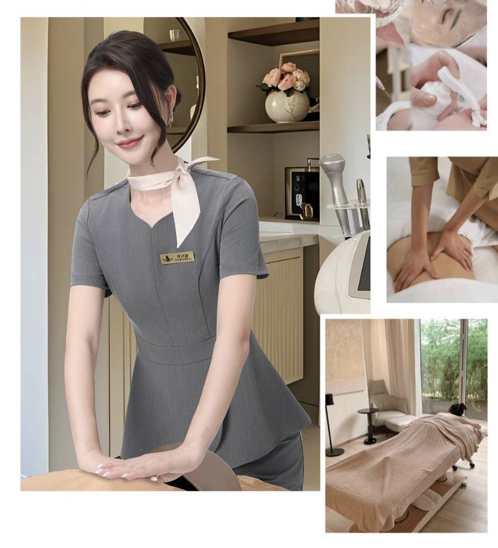 ชุดคลินิกความงาม ชุดพนักงานต้อนรับ ชุดร้านนวดสปา ชุดฟอร์ม ระดับไฮเอนด์