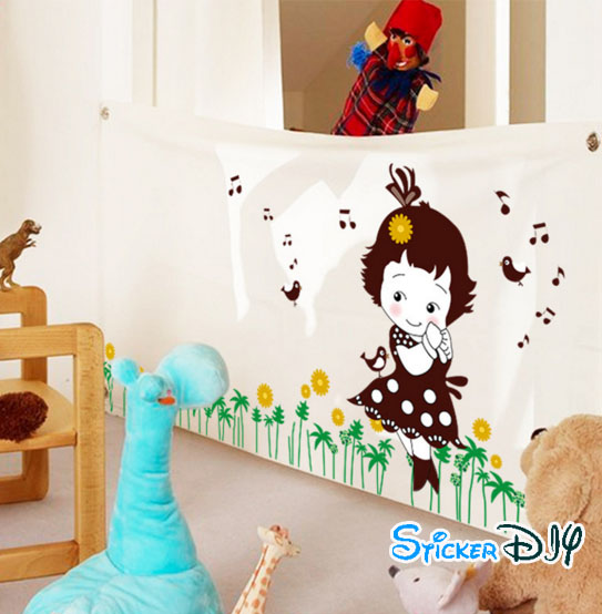 Transparent wall sticker สติ๊กเกอร์ติดผนัง คุณหนูร้องเพลง (กว้าง120cm.xสูง55cm.)