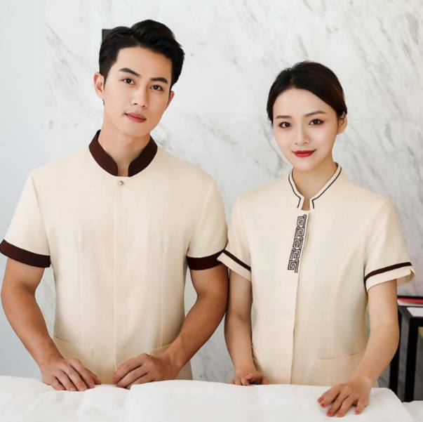 ชุดแม่บ้าน ชุดพนักงานทำความสะอาด ชุดแม่บ้านโรงแรม ชุดแม่บ้านโรงพยาบาล สีครีม สีเทา สีฟ้า