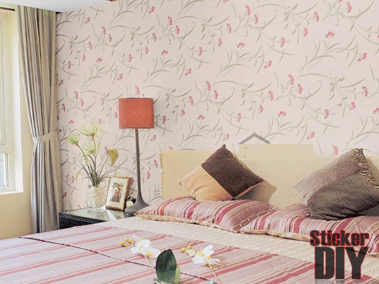 (กว้าง122cm.xยาว5m.) Wallpaper sticker วอลเปเปอร์แบบกาวในตัว ลายดอกเปรี้ยวปี๊ด สีชมพู