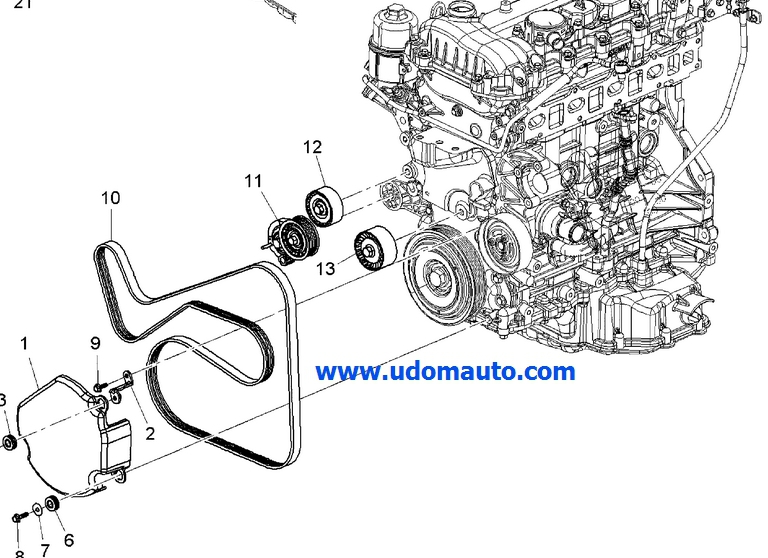 ชุดเปลี่ยนสายพานหน้าเครื่อง CAPTIVA 2.0L ปี2012-ขึ้นไป