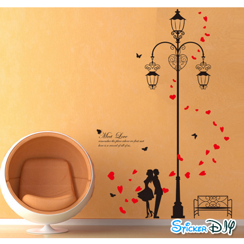 Transparent wall sticker สติ๊กเกอร์ติดผนัง Meet Love (กว้าง115cm.xสูง180cm.)
