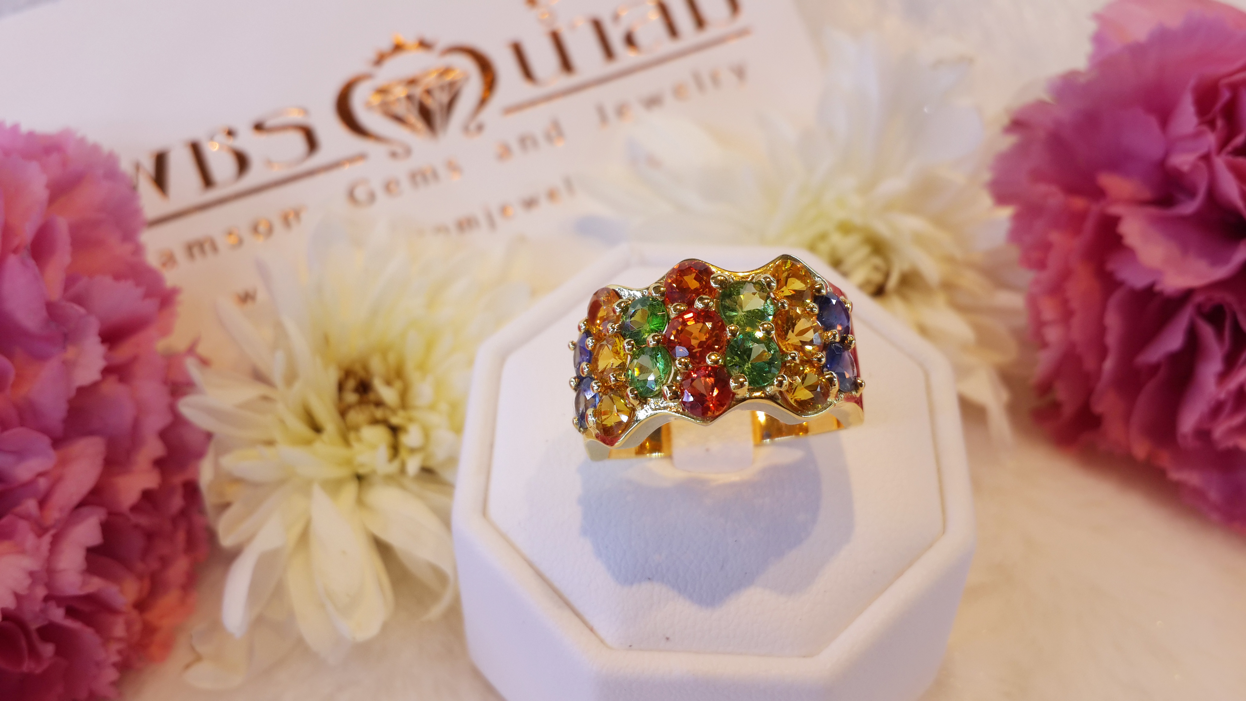แหวน Fancy Sapphire สลับสี วงใหญ่