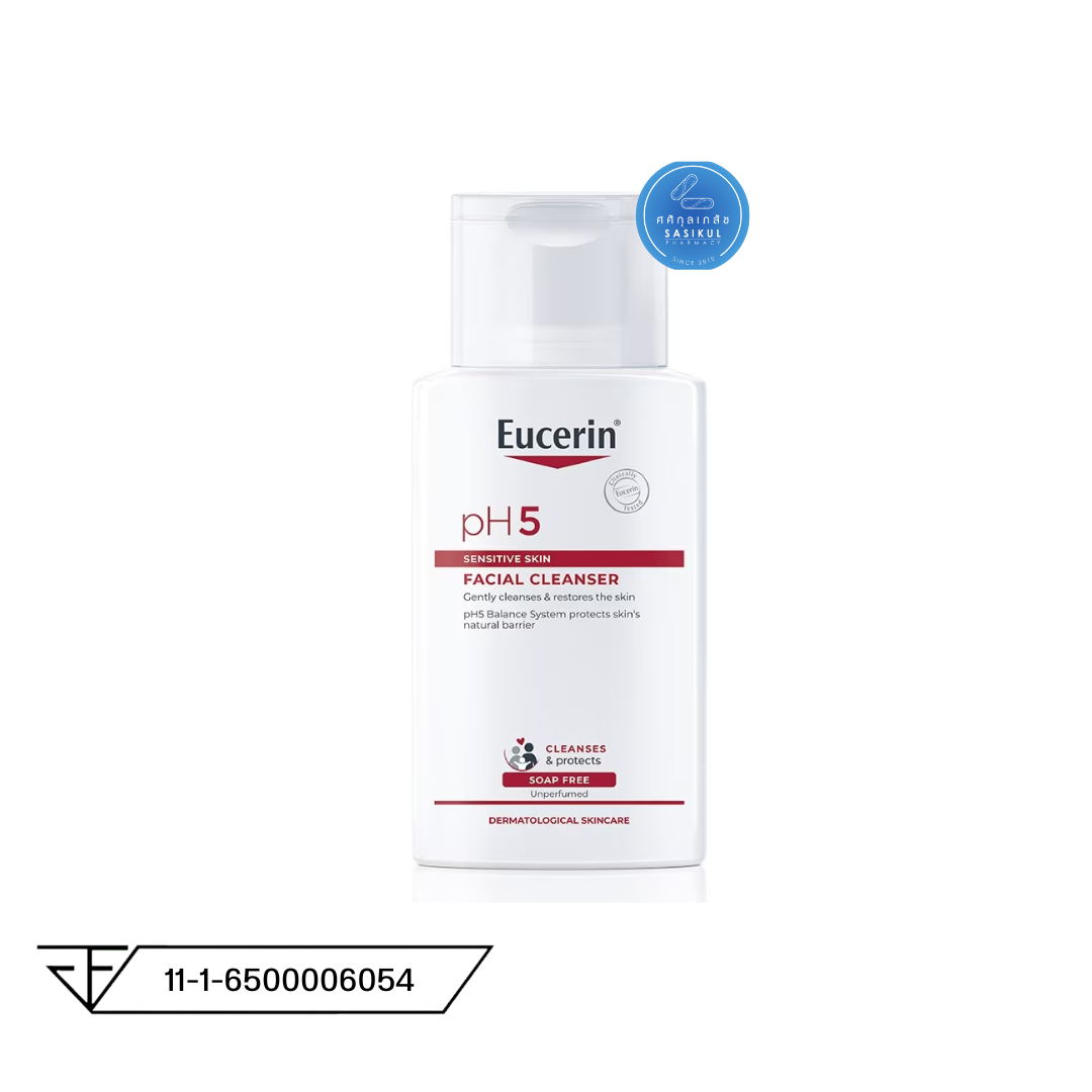 Eucerin pH5 Facial Cleanser Sensitive Skin 100ml. ยูเซอริน พีเอช5 เซนซิทีฟ เฟเชี่ยล คลีนเซอร์ ผลิตภัณฑ์ทำความสะอาดผิวหน้า