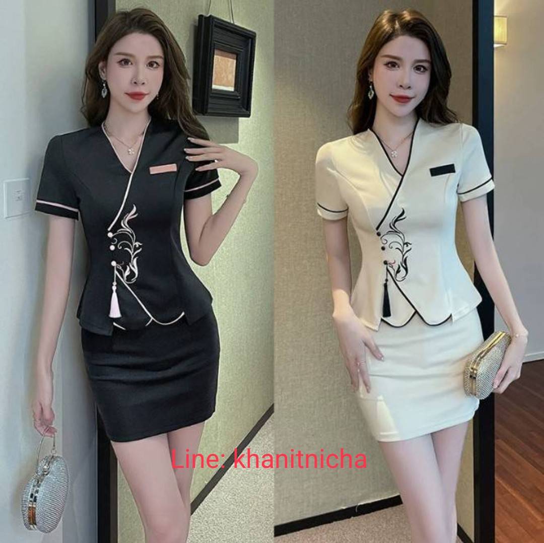 ชุดทำงานช่างแช่เท้า ชุดบำบัดเท้าหญิง ชุดซาวน่า สปา คลับนวด ศูนย์สุขภาพ ร้านเสริมสวย