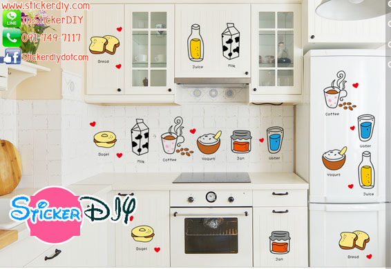 Transparent wall sticker สติ๊กเกอร์ติดผนัง Coffee สไตล์ D (กว้าง55cm.xสูง40cm.)