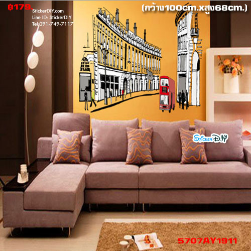 Transparent Wall Sticker สติ๊กเกอร์ติดผนัง streets of Rome (กว้าง100cm.xสูง68cm.)