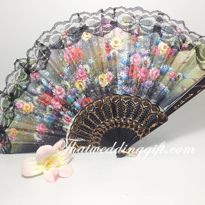 พัดหลุยส์ สเปน ของชำร่วย แพ็คถุงแก้วใส ติดโบว์