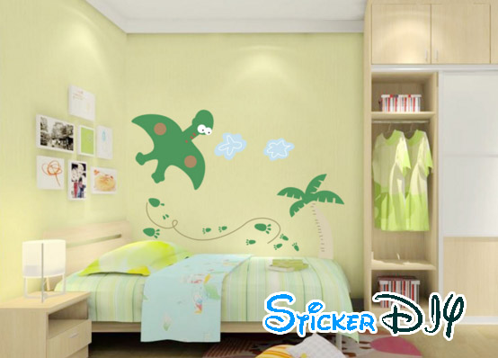 Transparent wall sticker สติ๊กเกอร์ติดผนัง Dinosaur flying (กว้าง90cm.xสูง50cm.)