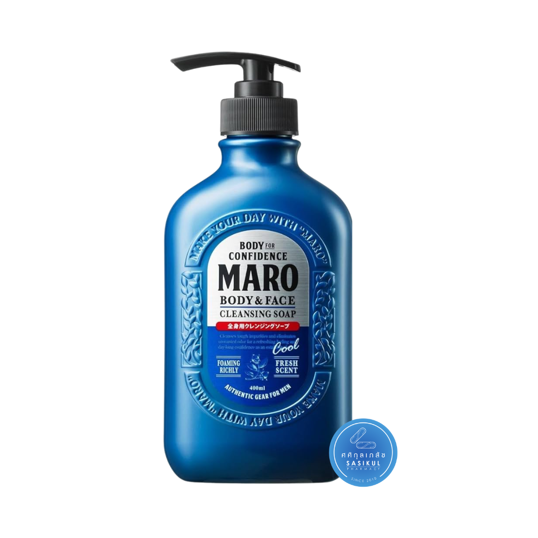Maro Body&Face Cleansing Soap Cool 400ML น้ำเงิน