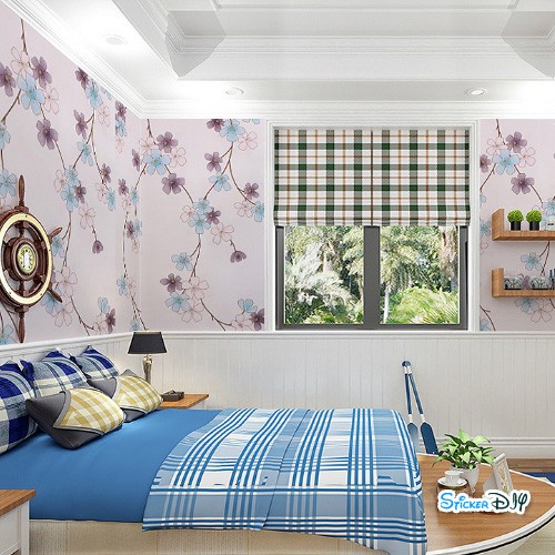 (กว้าง45cm.xยาว10m.)Wallpaper sticker วอลเปเปอร์แบบกาวในตัว Flower สไตล์D