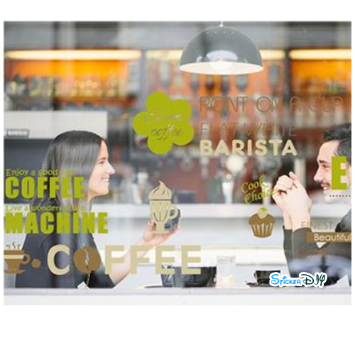 Transparent wall sticker สติ๊กเกอร์ติดผนัง Coffee DLX5428 (กว้าง120m.xสูง60cm.)