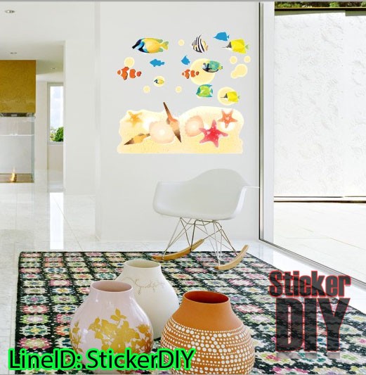 Transparent Wall sticker สติ๊กเกอร์ติดผนัง Ocean dream (กว้าง68cm.xสูง65cm.)