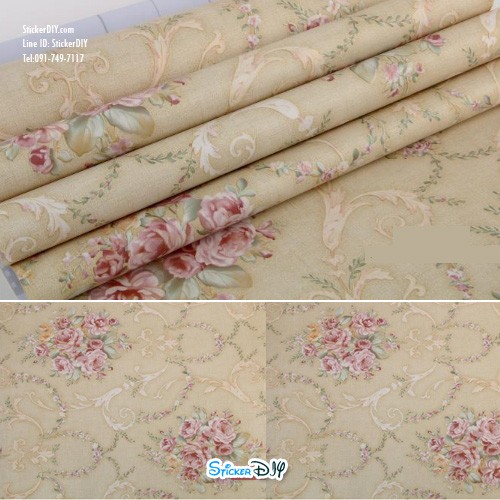 (กว้าง45cm.xยาว10m.)Wallpaper sticker วอลเปเปอร์แบบกาวในตัว ลายดอกไม้ W6040B