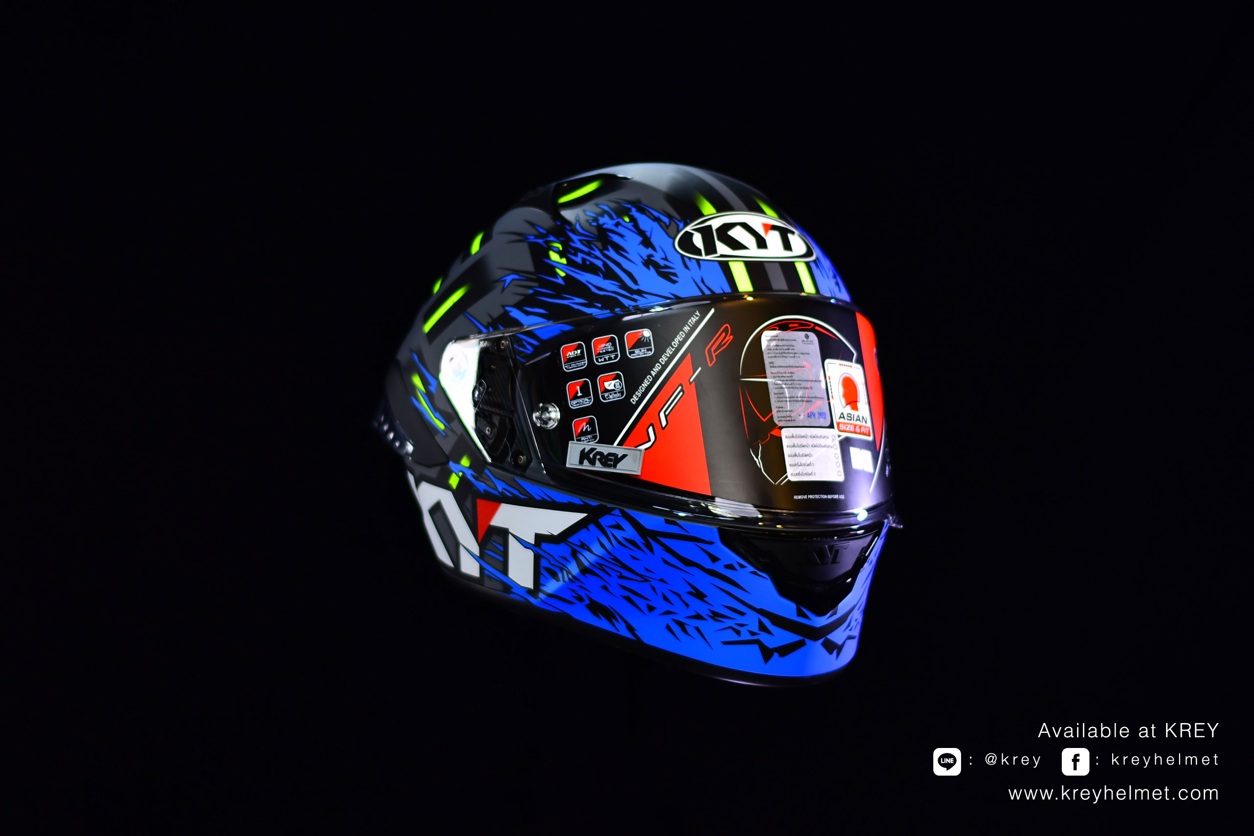 KYT model NFR Flaming Matt Grey/Blue