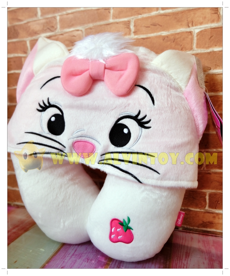 หมอนรองคอตัวยูลายแมวมารีมีฮู้ด