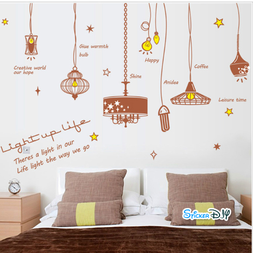 Transparent wall sticker สติ๊กเกอร์ติดผนัง โคมไฟ Light up life B (กว้าง168cm.xสูง110cm.)