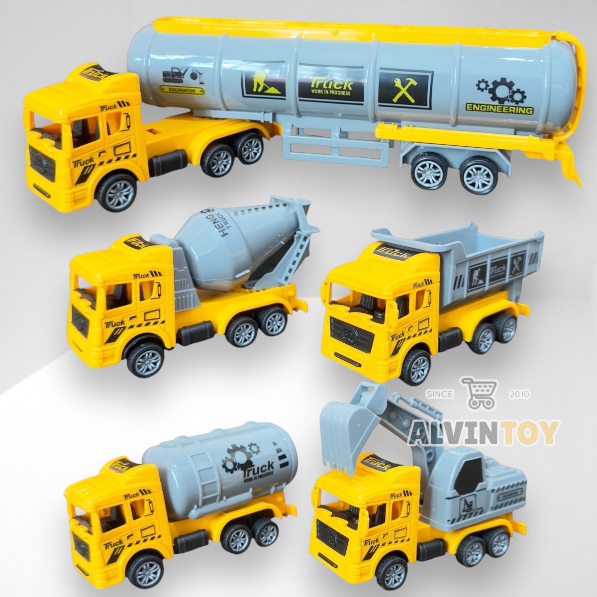 ส่งเร็วจากกทม. โมเดล รถก่อสร้าง รถบรรทุก ชุด 5 คัน ผลิตจากพลาสติก คุณภาพดี แข็งแรง ทนทาน สินค้าได้รับมาตรฐาน มอก.