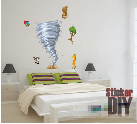 Transparent Wall Sticker สติ๊กเกอร์ติดผนัง Tropical storm (กว้าง18cm.xสูง70cm.)
