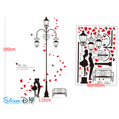 Transparent wall sticker สติ๊กเกอร์ติดผนัง Meet Love (กว้าง115cm.xสูง180cm.)