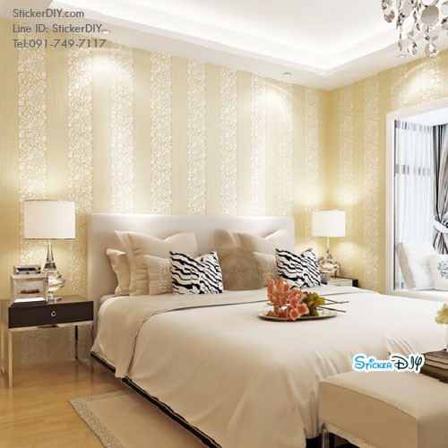 (กว้าง45cm.xยาว10m.)Wallpaper sticker วอลเปเปอร์แบบกาวในตัว ลายหลุยส์ สไตล์U