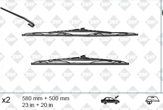 ใบปัดน้ำฝน BMW E46 (23+20นิ้ว) / Wiper Blades ก้านเหล็กสปอยเลอร์