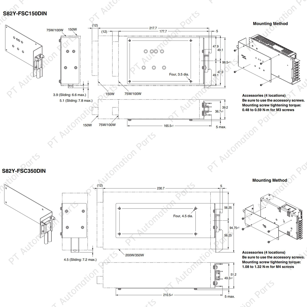 ขายึดราง สวิตชิ่งเพาเวอร์ซัพพลาย OMRON S82Y-FSC015DIN S82Y-FSC050DIN S82Y-FSC150DIN S82Y-FSC350DIN DIN Rail Mounting Bracket for Power Supply S8FS-C Series / S8JC-Z Series / S8JC-ZS Series