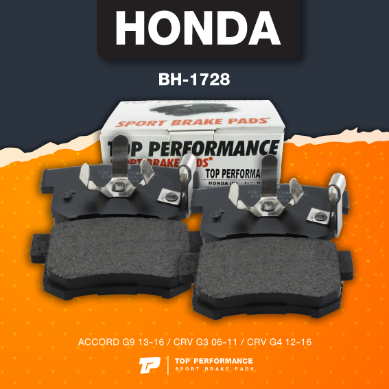 (ประกัน 3 เดือน) ผ้าเบรค หลัง HONDA ACCORD G9 13-16 / CRV G3 G4 06-16 - TOP PERFORMANCE JAPAN - BH 1728 - ผ้าเบรก ฮอนด้า แอคคอร์ด