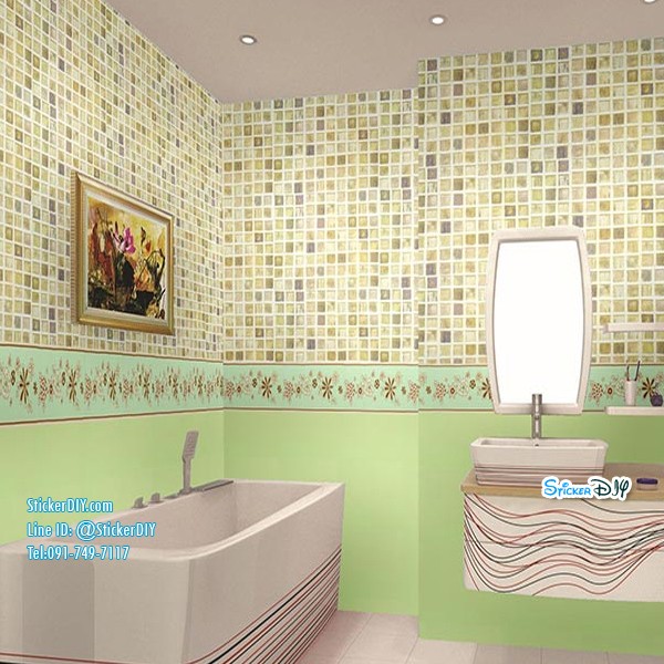 (กว้าง45cm.xยาว10m.)Wallpaper sticker วอลเปเปอร์แบบกาวในตัว โมเสค P1114-1