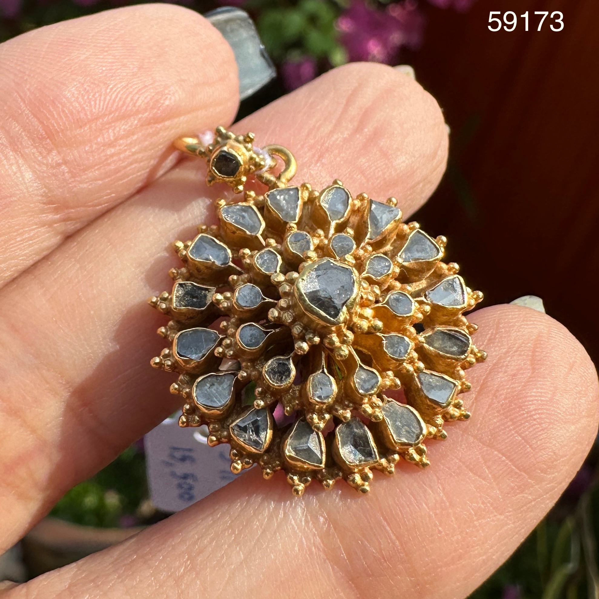 รหัส 59173 จี้ เพชรซีก กระจุกพิกุล ทอง90 งานเก่า หลุดจำนำ สวยมาก นน. 5.46 g