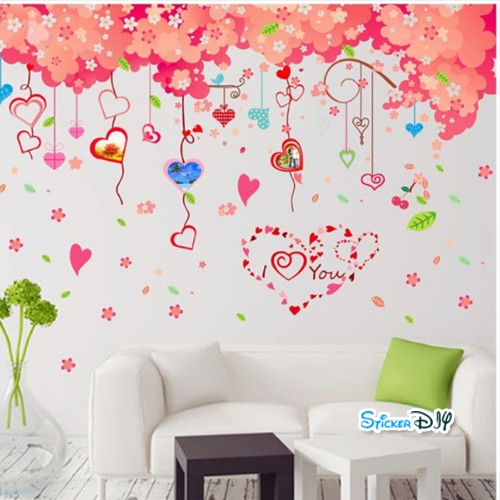 SALE BigSize Transparent Wall Sticker สติ๊กเกอร์ติดผนัง Cherry Tree of Love (กว้าง360cm.xสูง200cm.)