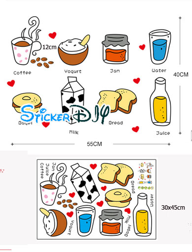 Transparent wall sticker สติ๊กเกอร์ติดผนัง Coffee สไตล์ D (กว้าง55cm.xสูง40cm.)