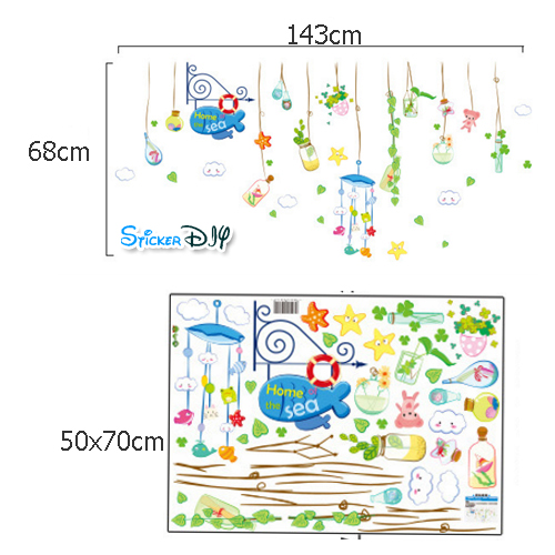 Transparent wall sticker โมบาย Home sea B (กว้าง143cm.xสูง68cm.)