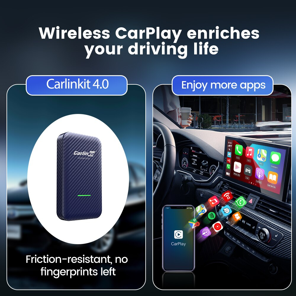 ของแท้ ส่งจาก กทม ประกันไทย Carlinkit 4.0-Wireless Apple CarPlay and Android auto Dongle for Factory Wired CarPlay