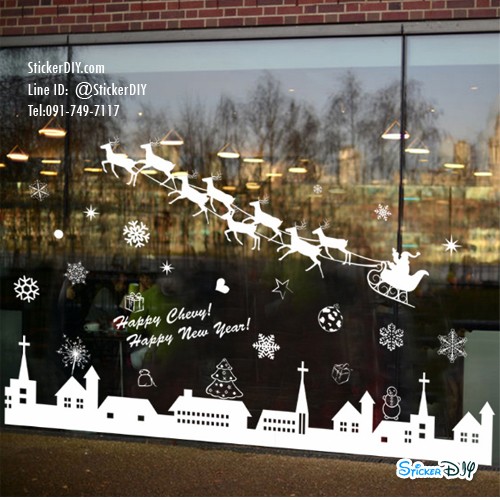 Transparent wall sticker สติ๊กเกอร์ติดผนัง Merry Christmas XL802 (กว้าง125cm.xสูง73cm.)