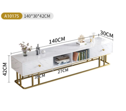 ตู้วางทีวี ชั้นวางทีวี สไตล์โมเดิร์นมินิมอลขนาดเล็ก ขนาด 140*30*42 cm สีขาวลายหินอ่อน