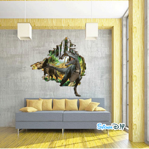 Transparent wall sticker สติ๊กเกอร์ติดผนัง 3D Dinosaur D (กว้าง100cm.xสูง86cm.)