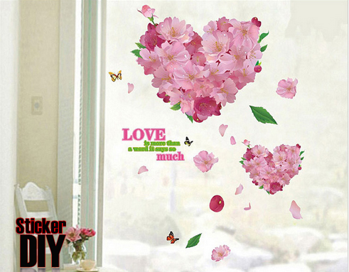 Transparent wall sticker สติ๊กเกอร์ติดผนัง LOVE much (กว้าง85cm.xสูง135cm.)